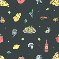 Italian food pattern. Seamless italian food background vector