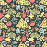 Italian food pattern. Seamless italian food background vector