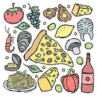 italiano comida iconos dibujado comida antecedentes vector