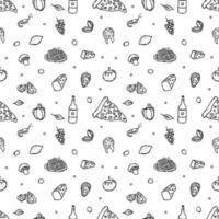 Italian food pattern. Seamless italian food background vector