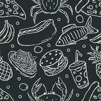 Seamless food pattern. Drawn food background vector