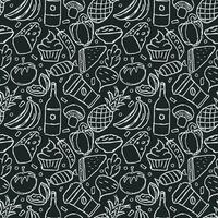 Seamless food pattern. Drawn food background vector