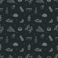 Seamless food pattern. Drawn food background vector