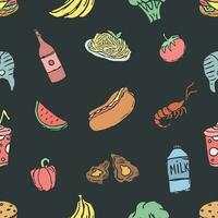 Seamless food pattern. Drawn food background vector