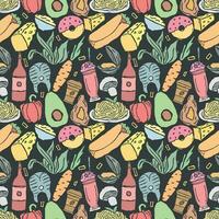 Seamless food pattern. Drawn food background vector