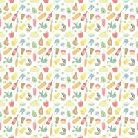 Seamless food pattern. Drawn food background vector