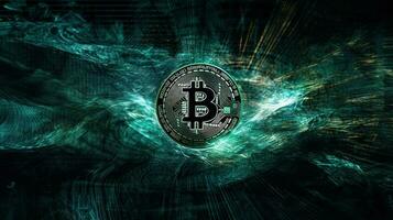 Abstract digital currency bitcoin background made of Blue glow color wallpaper AI Generated Image photo