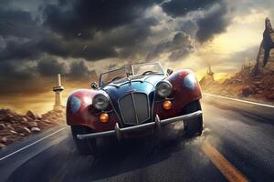 Fast Shutter Speed Captures Excitement and Energy of Car. photo