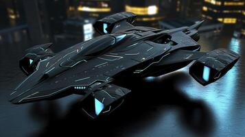 The Neon Nightmare. A Stealth Fighter Jet with a Bright and Deadly Weaponry. photo
