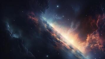 concept of nebula with galaxies in deep space cosmos discovery outer space and stars, photo