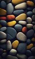 Some colorful stones are displayed, dark navy and yellow, AI Generative photo