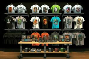 A store display showcasing an array of merchandise and colorful clothes. Perfect for any occasion concept by AI Generated photo