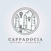 caliente aire globo en Capadocia con mujer diseño vector ilustración en Insignia para logo icono símbolo modelo antecedentes