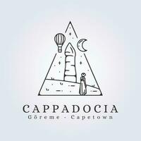 aesthetic cappadocia landscape design logo vector illustration in badge or emblem