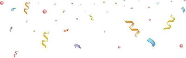 congratulatory background with 3d colored confetti and serpentine. Vector illustration