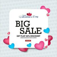 Valentine's Day Web Banner Sales Advertising. Vector Illustration with Seasonal Offer.