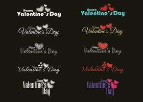 Happy Valentine's Day set of symbols. Happy Typographic Background. Calligraphy. For Greeting Cards, Print Design. Vector Illustration