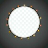 Blank illuminated circle banner with lamp. copy space, Vector illustration.