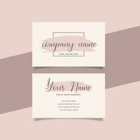 Printable Aesthetic Business Card Template Decorated with Pink Brush and Botanical Frame Background vector