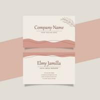 Printable Aesthetic Business Card Template Decorated with Minimalist Organic and Floral Object Pink Pastel Color Background vector