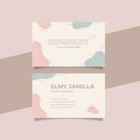 Printable Feminine Business Card Template Decorated with Organic Blob and Stroke Object vector