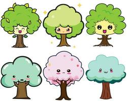 Cute Kawaii Tree Icons Pack vector