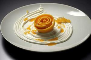 Scooped Yogurt with Fruit on a Plate photo