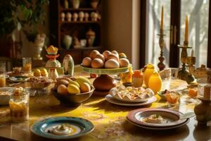 A Rich Display of Easter Dishes and Decorations photo