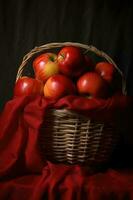 Baskets of red apples photo