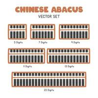 Chinese Abacus clipart. Set of Chinese wooden abacus also known as Suanpan with different numbers of columns flat vector illustration clipart cartoon style. Math classroom, back to school concept