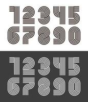 retro number with line art style vector design