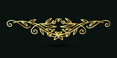 Decorative gold title frame isolated on dark green color background classic ornament vector