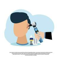 otolaryngologist checking ears of patient use otoscope vector flat illustration