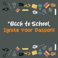 Back To School motivational poster. vector