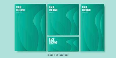 Background Green Gradient Abstract Geometric Flyer and Social media Bundle Set vector