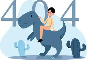 a man riding a dinosaur with the number 404 in front of him vector