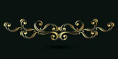 Decorative gold title frame isolated on dark green color background classic ornament vector