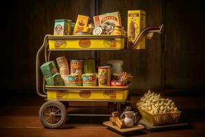 Shopping Cart with Food Items photo