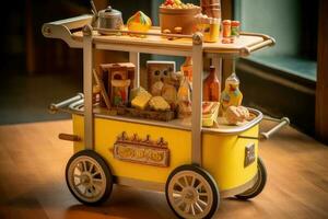 A Trolley Full of Delicious Food and Beverages photo