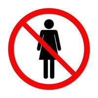 No access, no entry, prohibition sign with woman vector icon for graphic design, logo, website, social media, mobile app, ui illustration