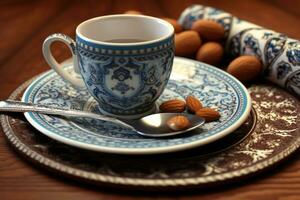 A Delightful Snack Setup on a Wooden Table photo