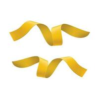 Vector 3d golden ribbon confetti set