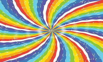 Vector rainbow swirl background with stars radial gradient rainbow of twisted spiral vector illustration