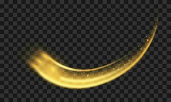 Vector golden light wave effect with no background