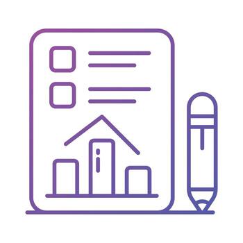 Bar chart on document showing vector design of data report in trendy style