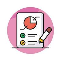 Bar chart on clipboard with pencil showing concept icon of Market report vector