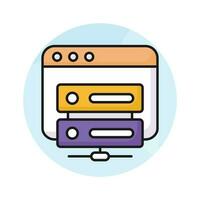 Web Page with data server denoting web hosting concept vector, web server icon vector