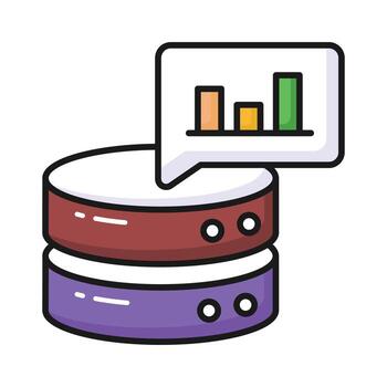 Bar chart with database showing concept vector of database analysis, premium icon