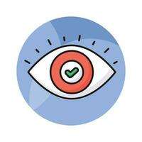 Check mark inside eye, trendy vector of business monitoring, editable icon