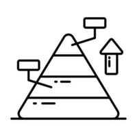 Triangle shape graph, vector design of pyramid infographics, pyramid chart icon